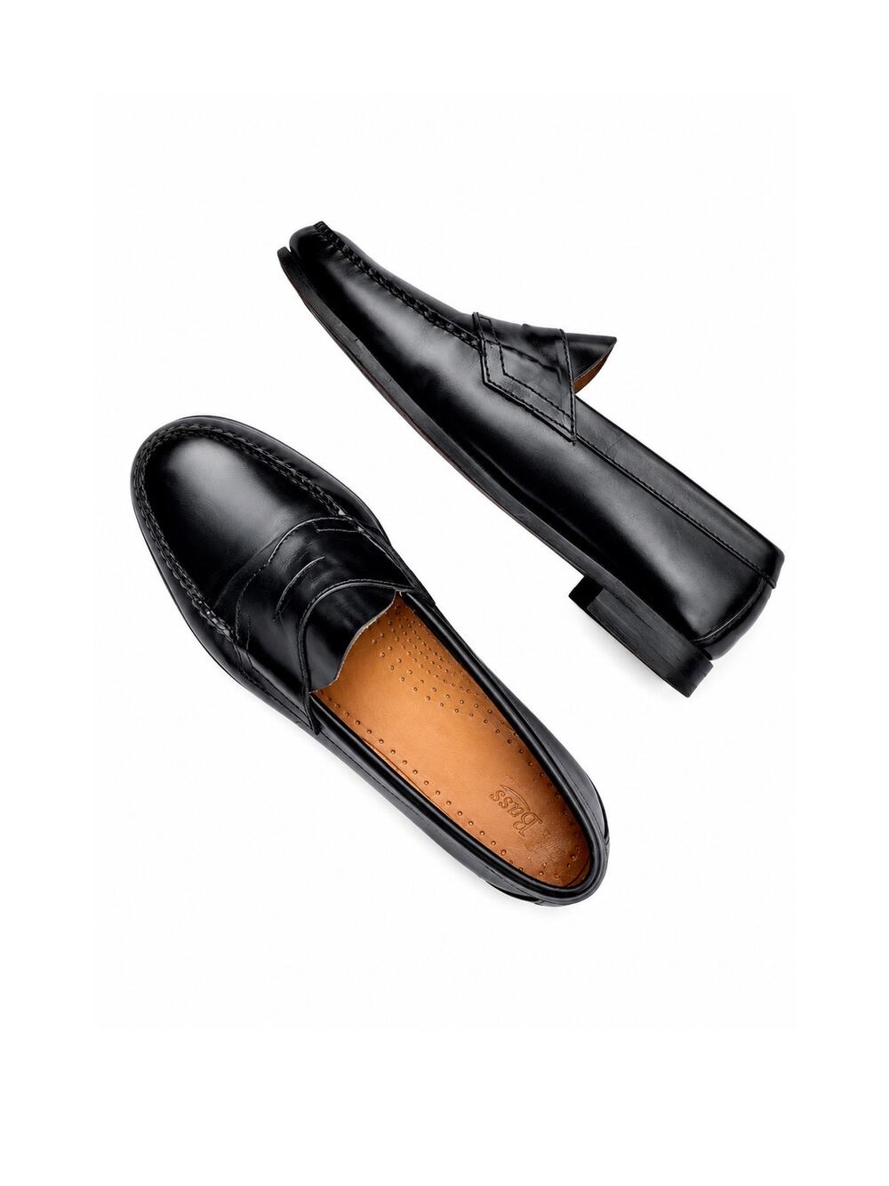 Vintage G.H. Bass Weejuns Larson Black Leather Penny Loafers Mens Classic Prep